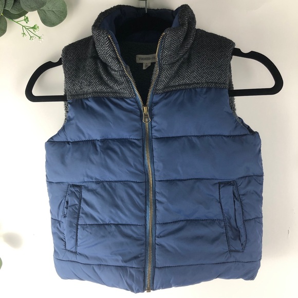 TUCKER + TATE Boy’s Gray Heather Herringbone Texture Blue Puffer Vest, size 5 - Picture 9 of 9